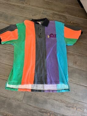 Vintage Utah Jazz Multi-Color Striped Polo Shirt